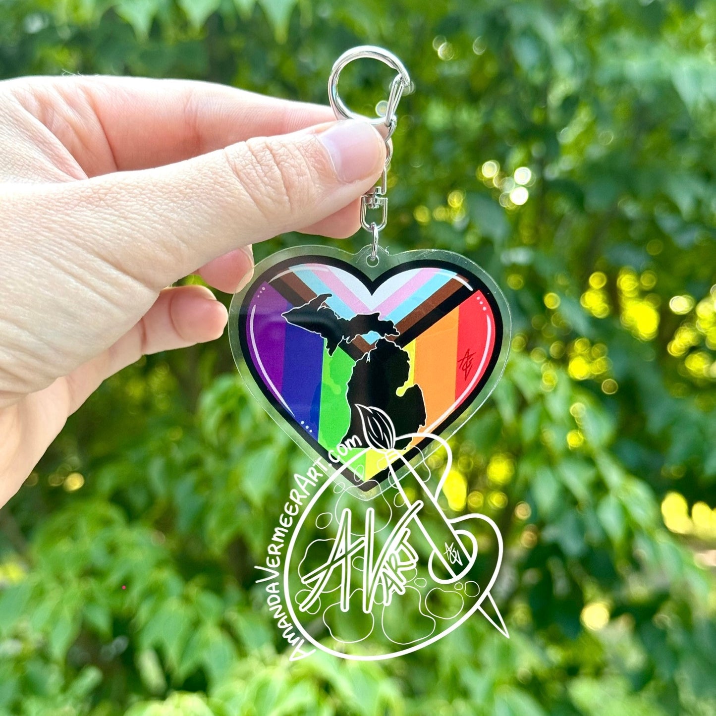 Michigan Pride Heart Keychain, 2.5”