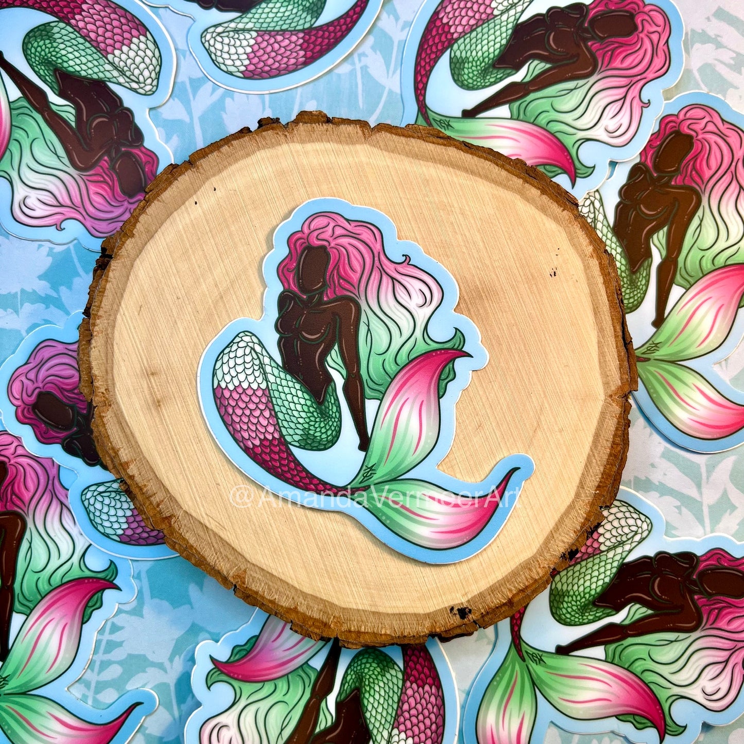 Abrosexual Pride Flag Femme Merfolk Sticker, 3”x3”