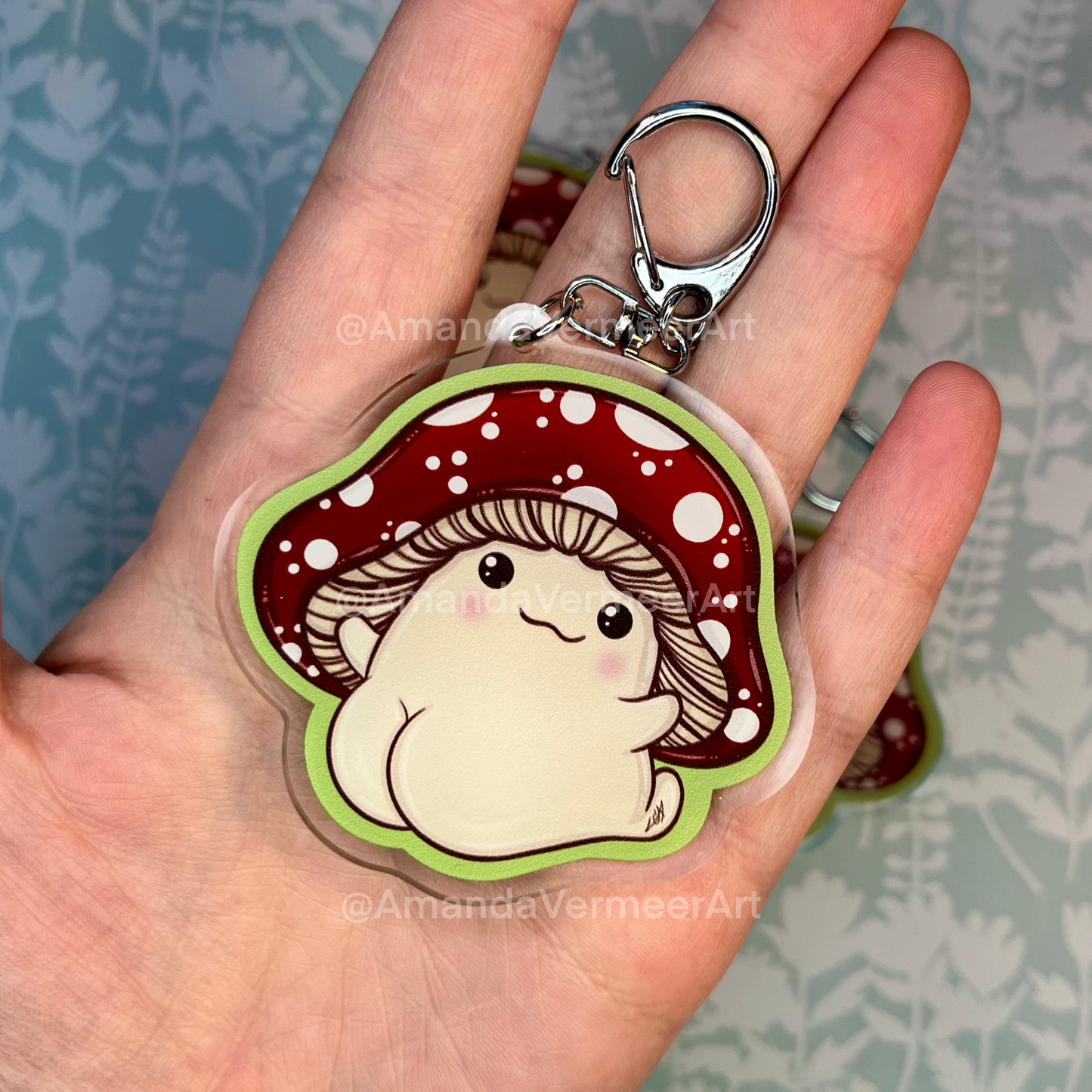 Mortimer Mushroom Butt Keychain, 2.5”x2.5”