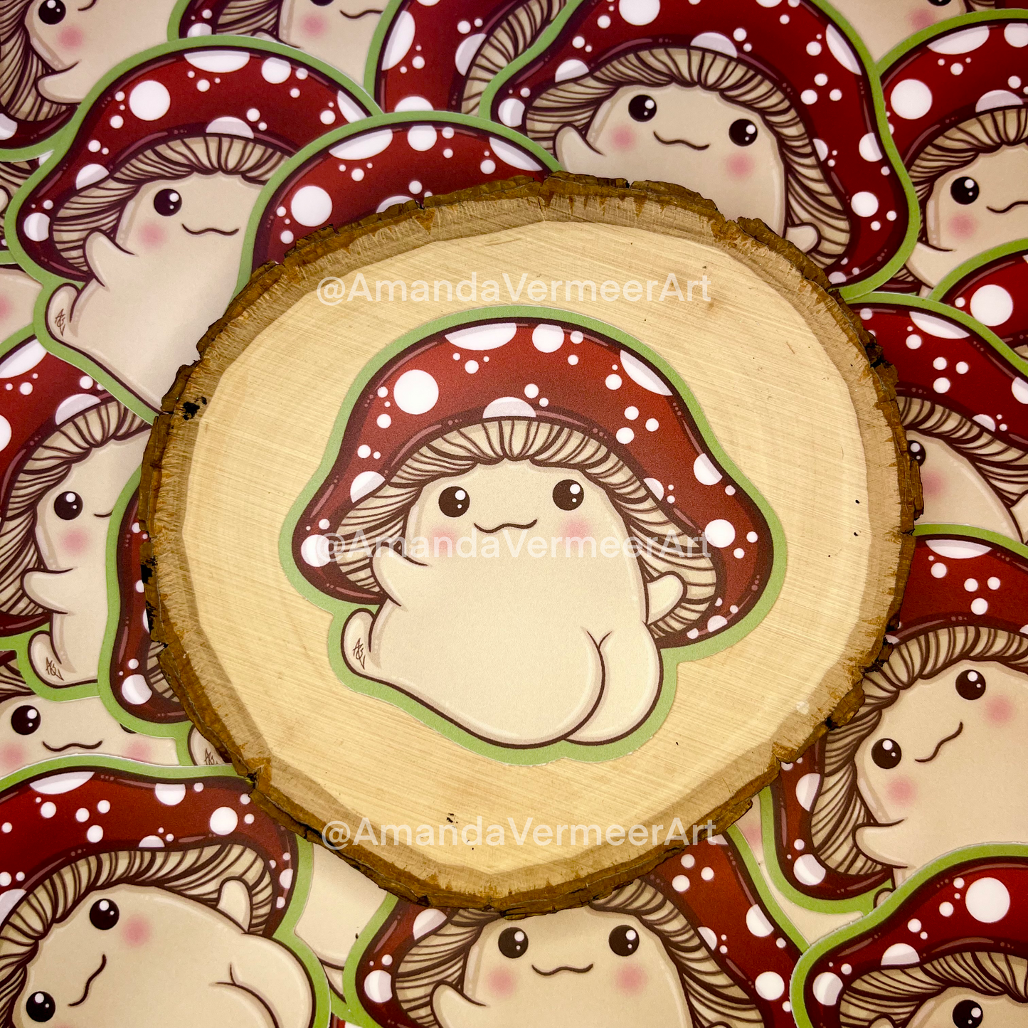 Mortimer Mushroom Butt Sticker, 2.5” x 2.5”