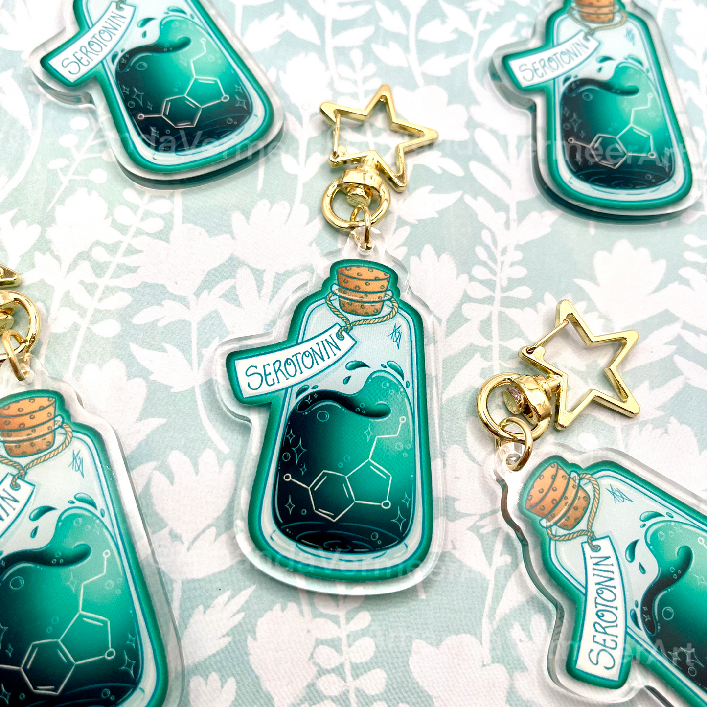 Serotonin Keychain, 1.5”x2.5”