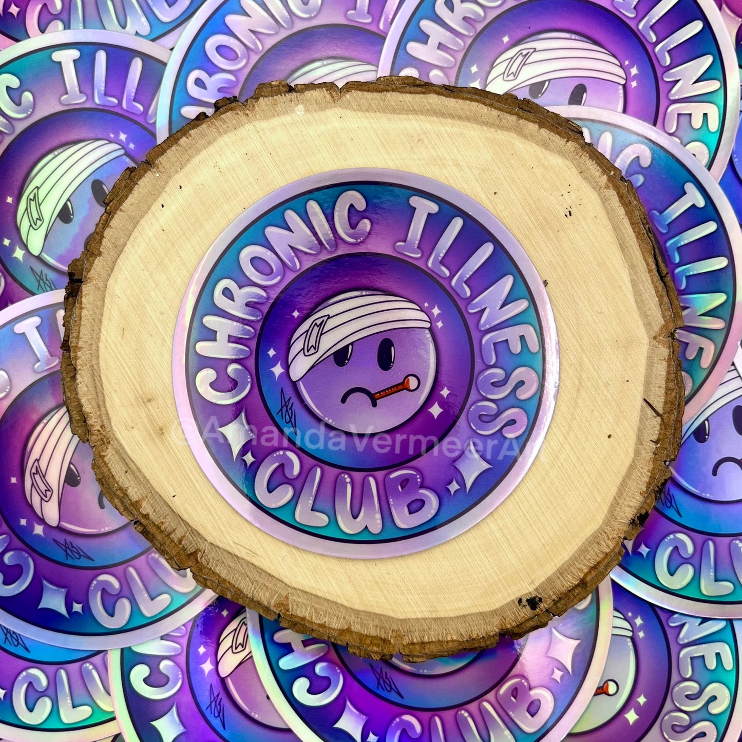 Holographic Chronic Illness Club Sticker, 3”x 3”