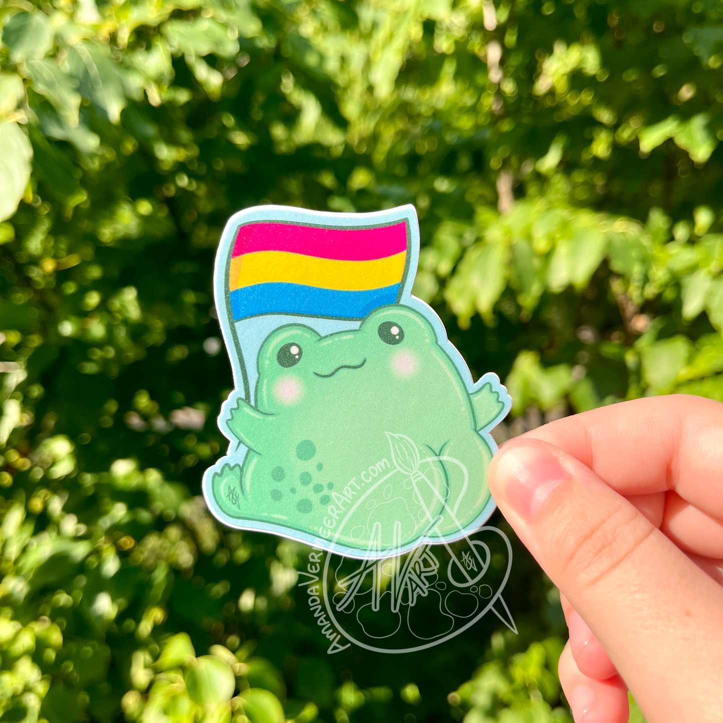 Pansexual Pride Frog Butt Sticker, 3”x3”