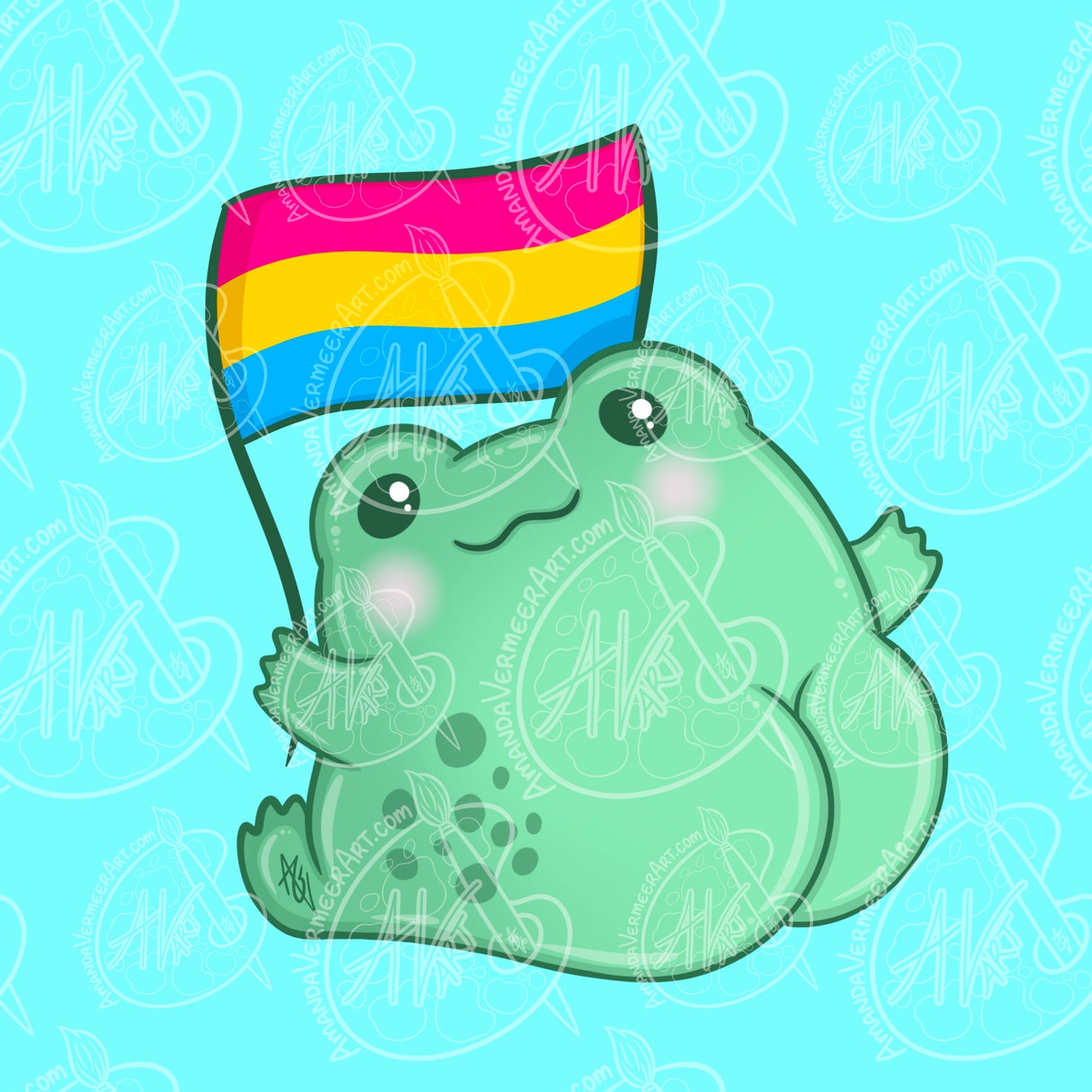 Pansexual Pride Frog Butt Art Print, 8”x8”