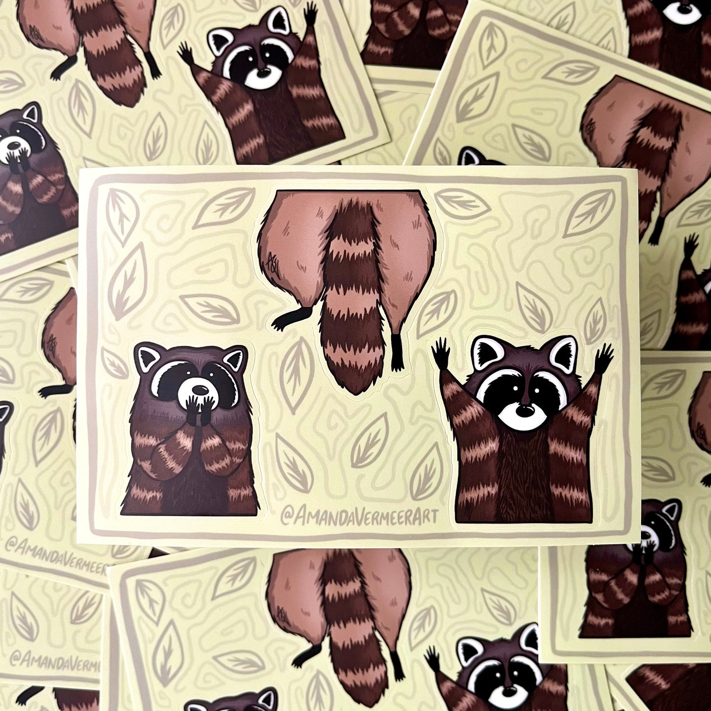Mischievous Raccoon Sticker Sheet, 4”x6”