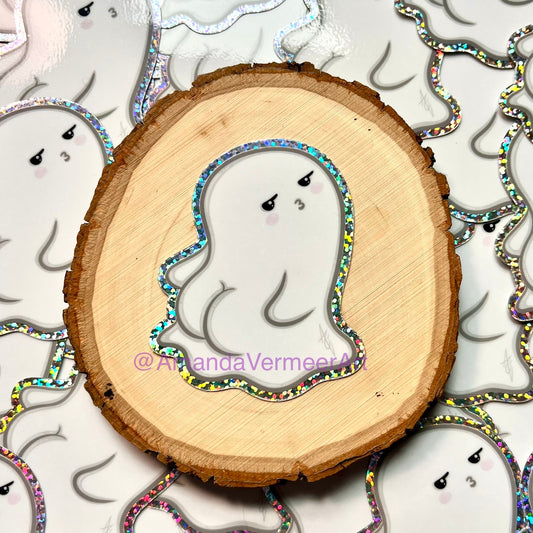 Glitter Ghost Butt Sticker, 3” x 2.5”