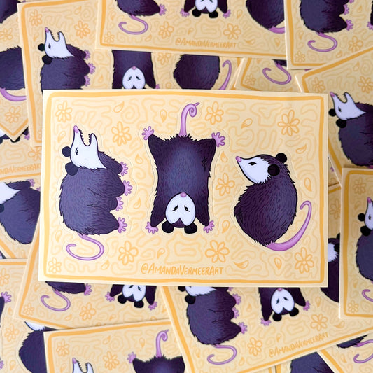 Marigold Opossum Sticker Sheet, 4”x6”