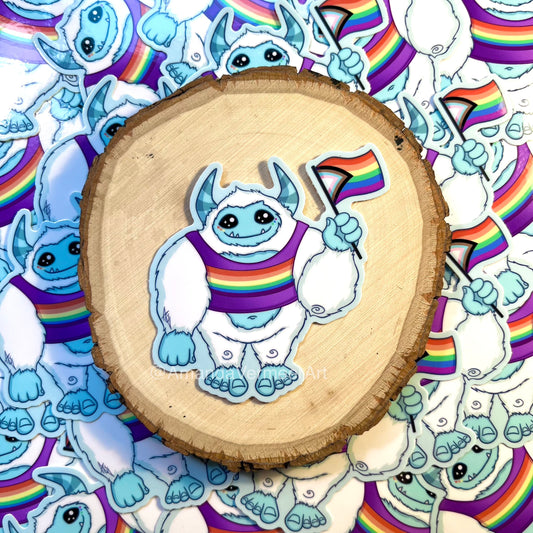 Harold the Yeti LGBTQIA+ Pride Sticker, 3”x3”