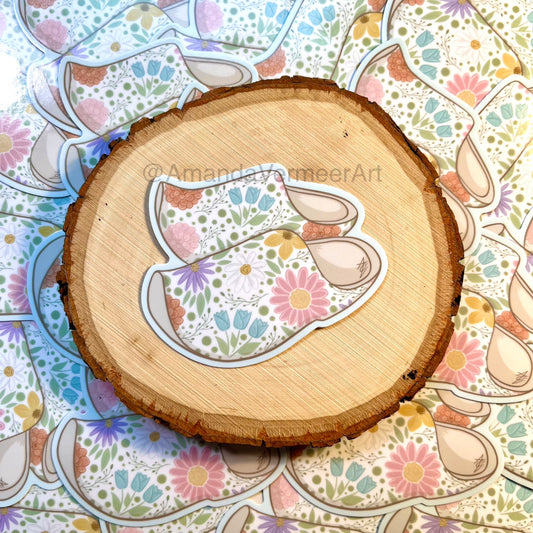 Flower Field Wooden Clogs Sticker, 3” x 3”