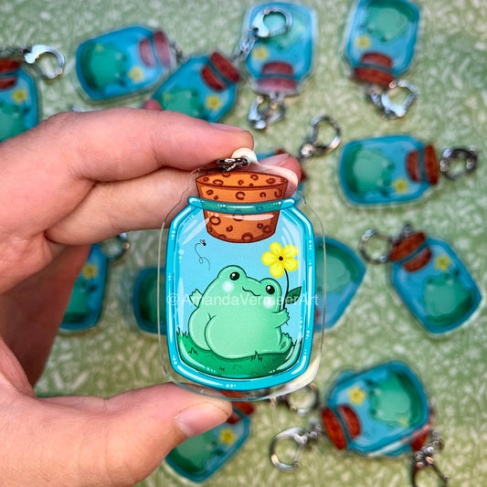 Bubbles the Frog Butt in a Jar Keychain, 2.5”x1.5”