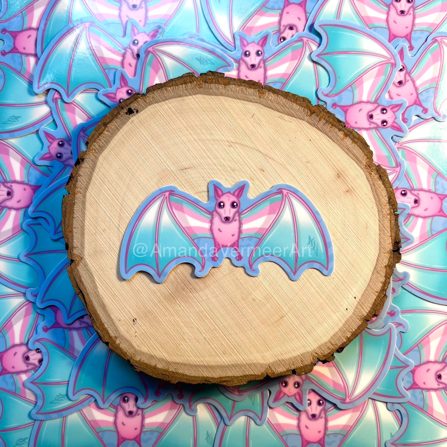 Transgender Pride Fruity Bat Sticker, 3”x1.5”