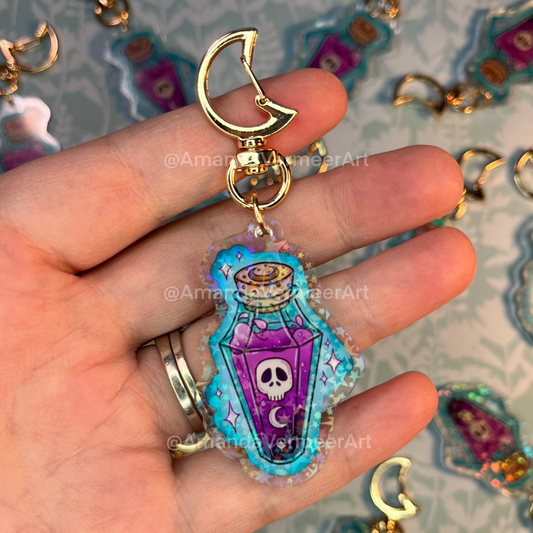 Poison Potion Holographic Star Keychain, 2”x2”