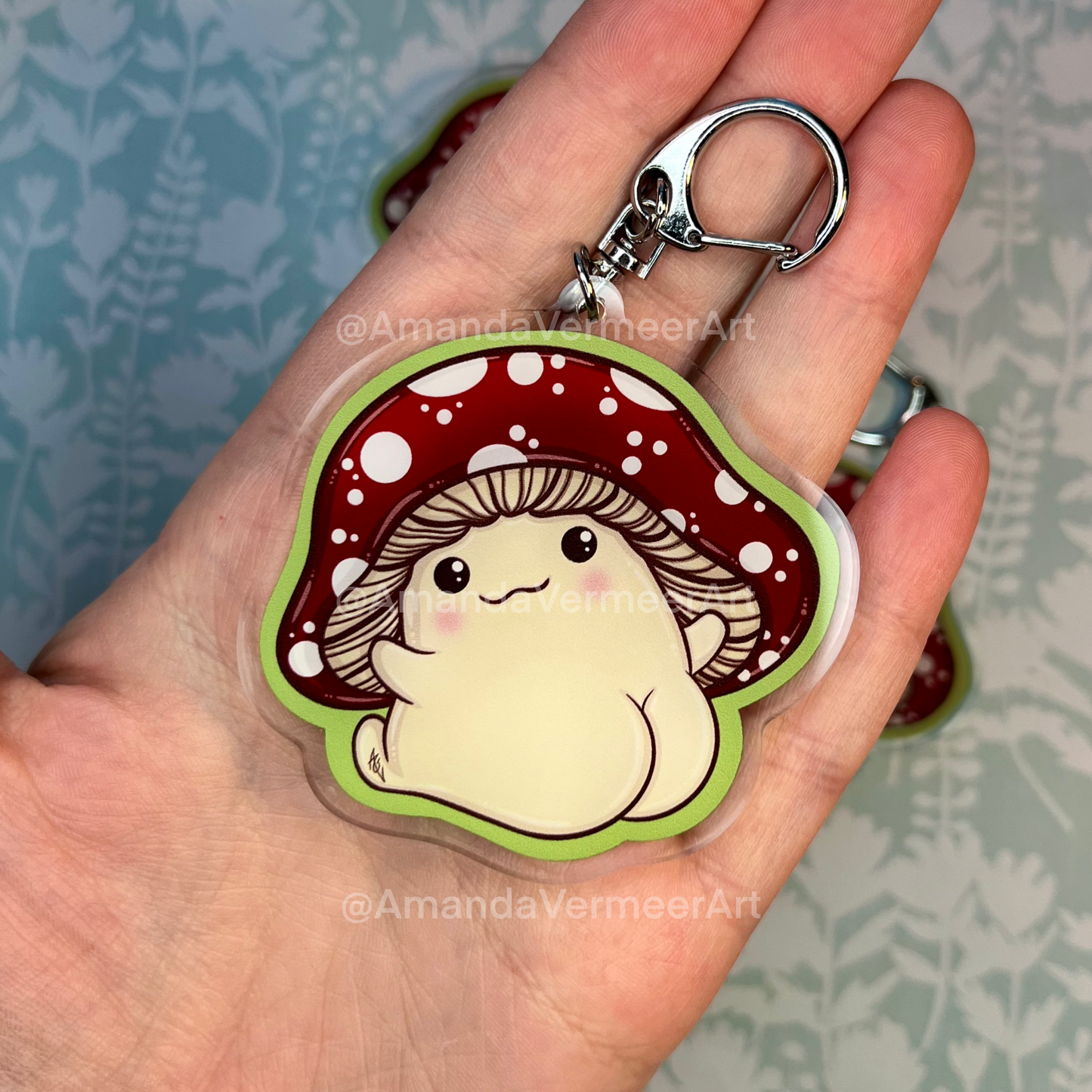 Mortimer Mushroom Butt Keychain, 2.5”x2.5”