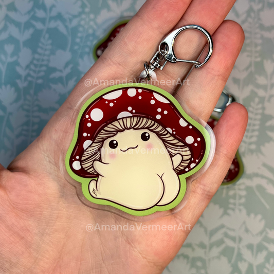 Mushroom Butt Keychain, 2.5”x2.5”