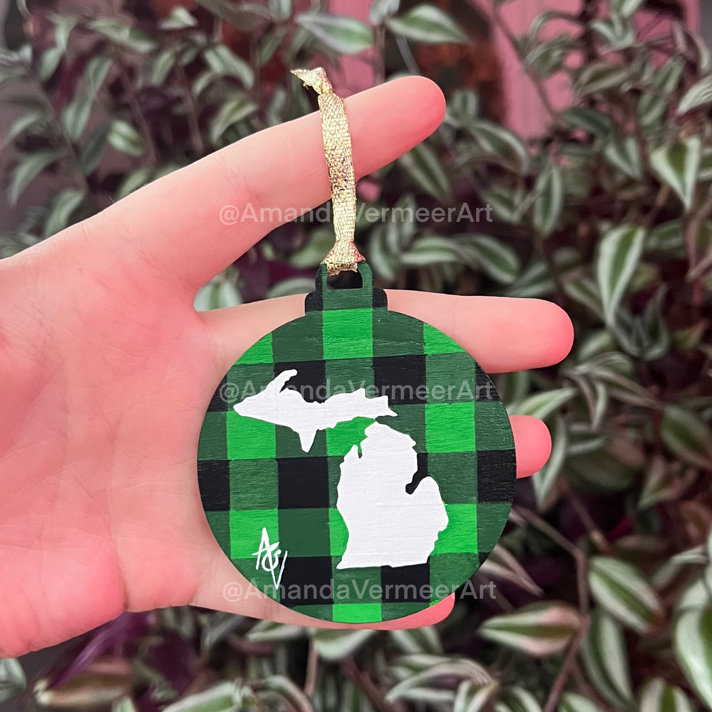 Buffalo Plaid Michigan Ornament