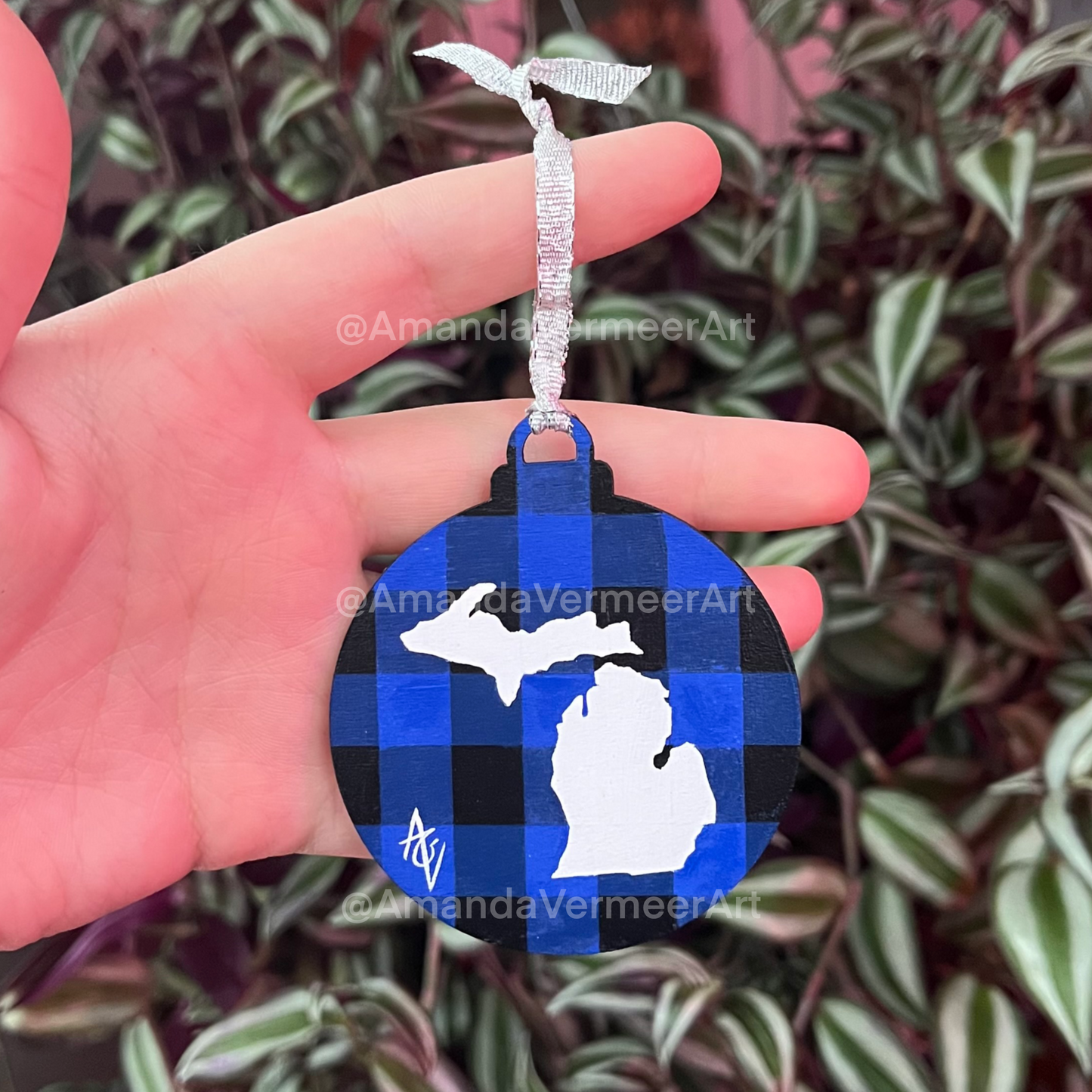 Buffalo Plaid Michigan Ornament