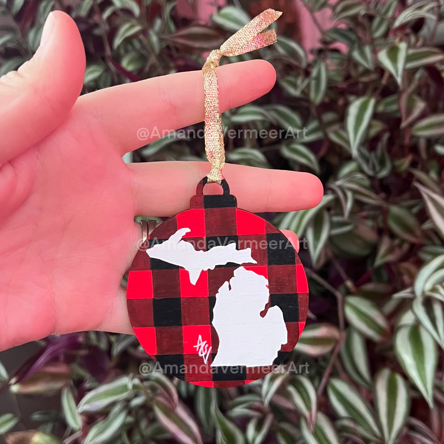 Buffalo Plaid Michigan Ornament