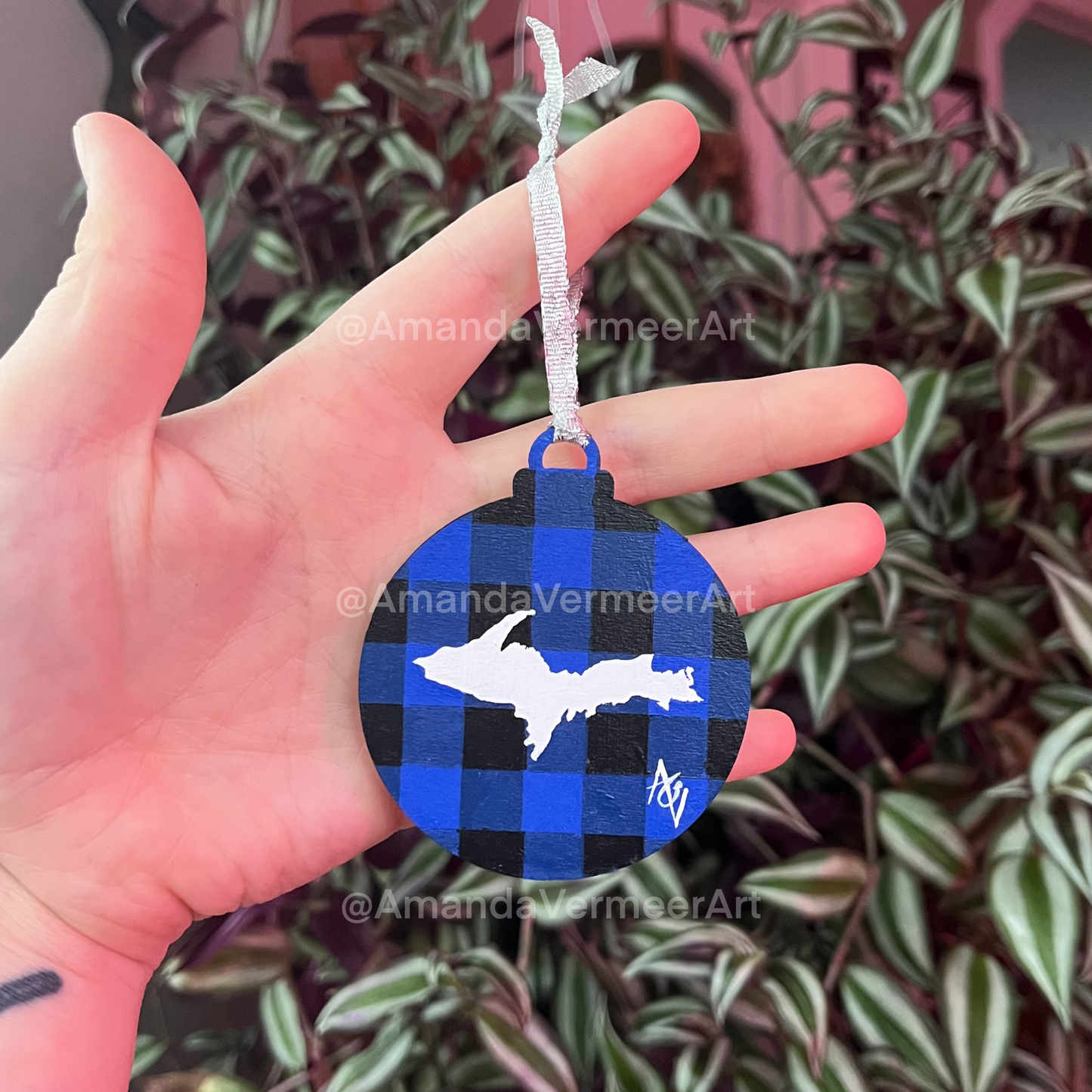 Buffalo Plaid Upper Peninsula Ornament