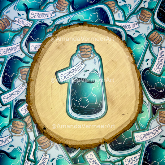 Serotonin Potion Bottle Sticker, 3”x2”