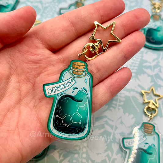 Serotonin Keychain, 1.5”x2.5”