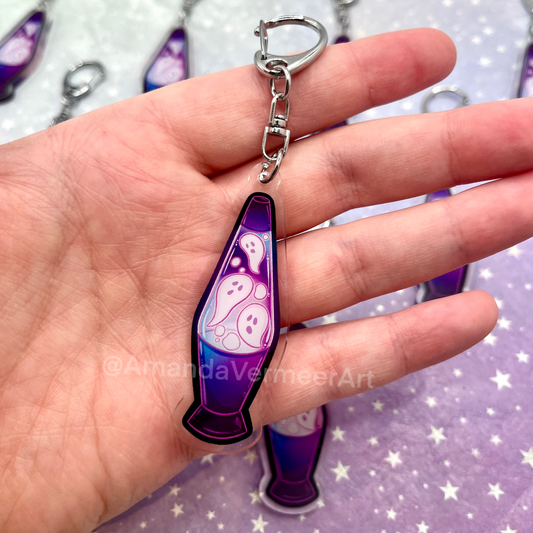 Ghosty Lava Lamp Keychain, 1”x2.5”