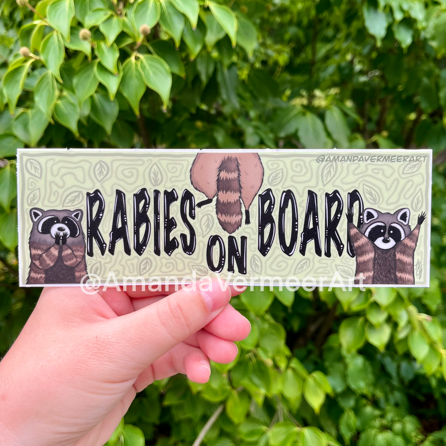 Rabies On Board Bumper Sticker, 2.5”x8"