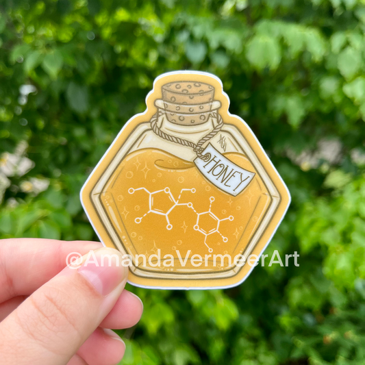 Honey Potion Bottle Sticker, 2.5"x2.5"