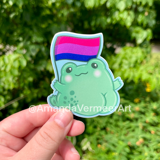 Bisexual Pride Frog Butt Sticker, 3”x3”