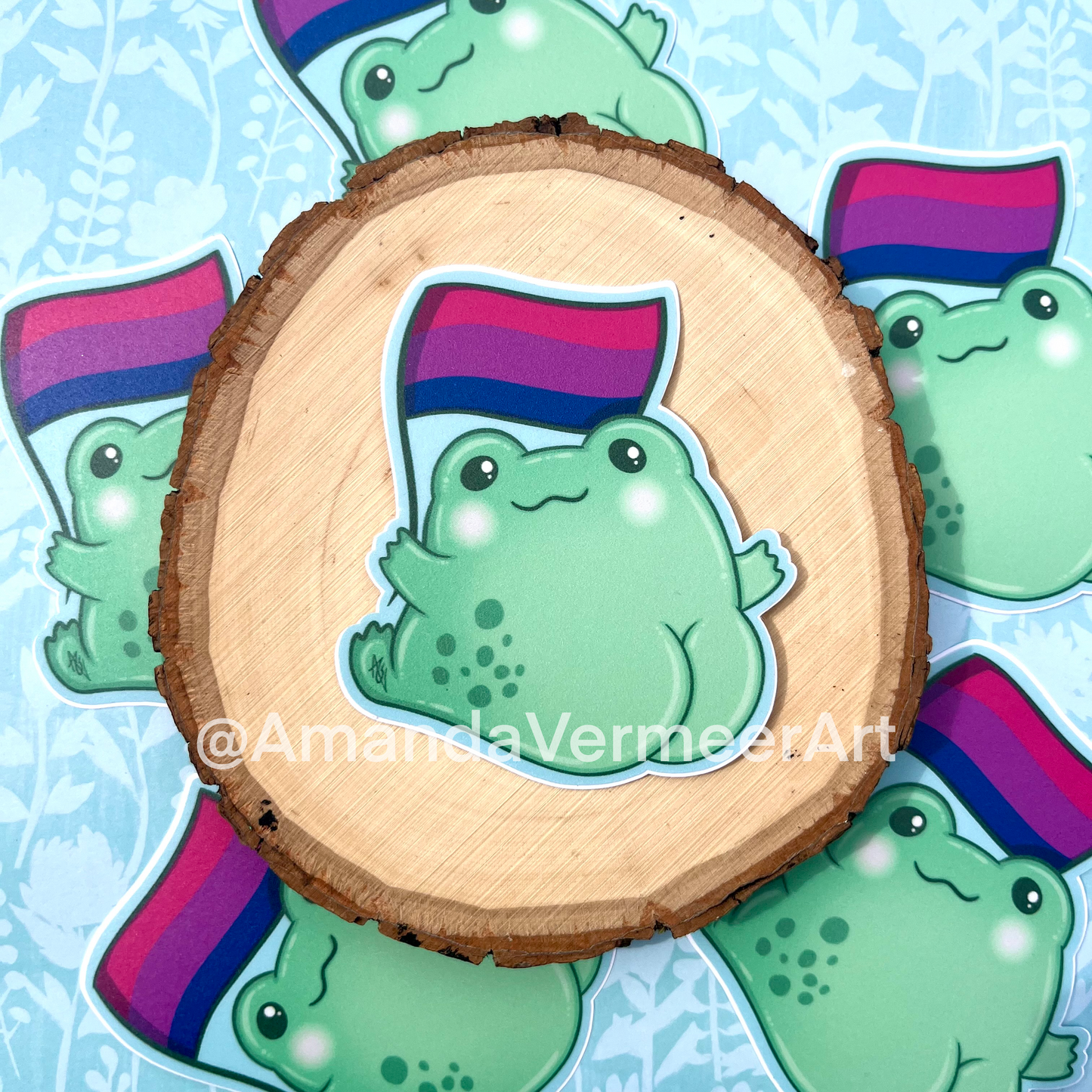 Bisexual Pride Frog Butt Sticker, 3”x3”