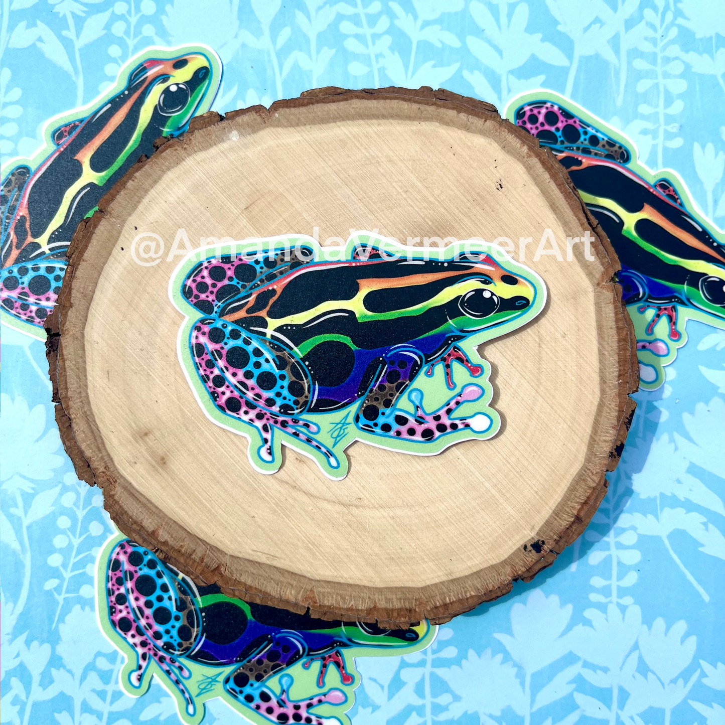 Subtle Pride Poison Dart Frog Sticker, 3”x2"