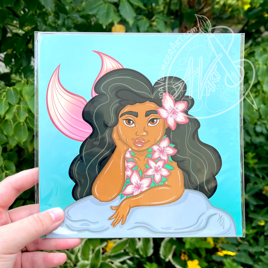 Mermaid Lei Art Print, 8”x8”