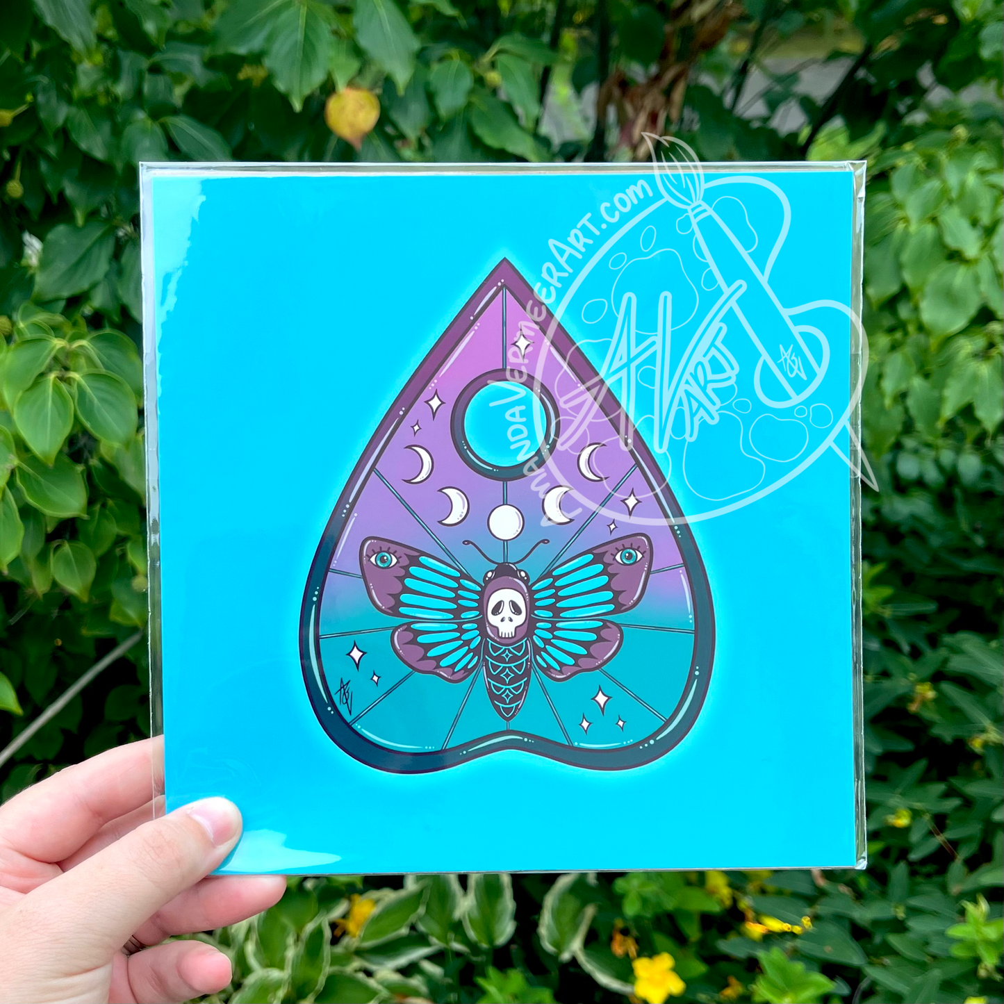 Death Moth Planchette Art Print, 8”x8”