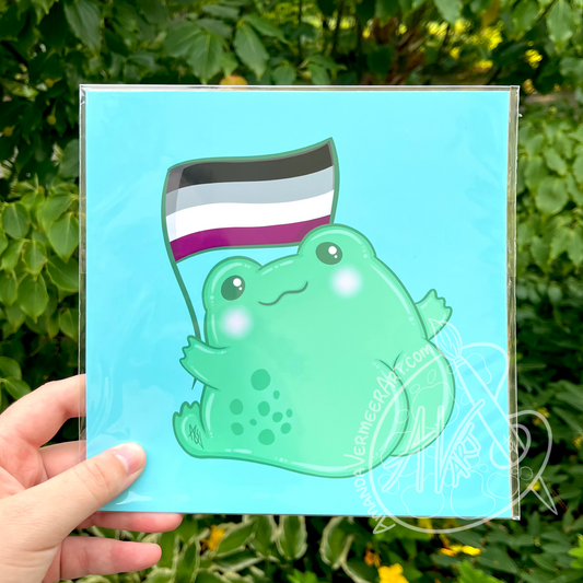 Asexual Pride Frog Butt Art Print, 8”x8”