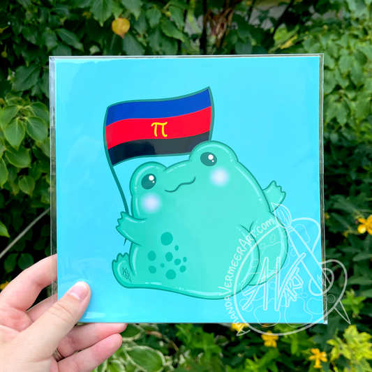 Polyamory Pride Frog Butt Art Print, 8”x8”