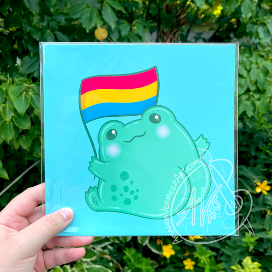 Pansexual Pride Frog Butt Art Print, 8”x8”