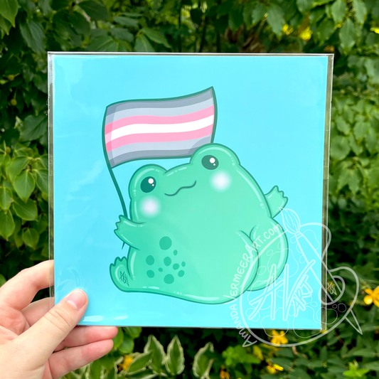 Demigirl Pride Frog Butt Art Print, 8”x8”