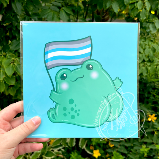 Demiboy Pride Frog Butt Art Print, 8”x8”