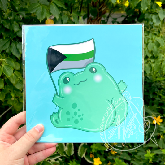 Demiromantic Pride Frog Butt Art Print, 8”x8”