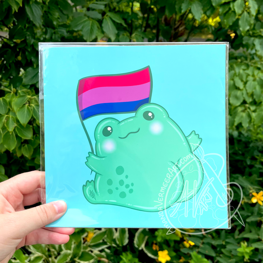 Bisexual Pride Frog Butt Art Print, 8”x8”