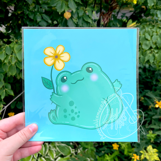 Bubbles the Frog Butt Art Print, 8”x8”