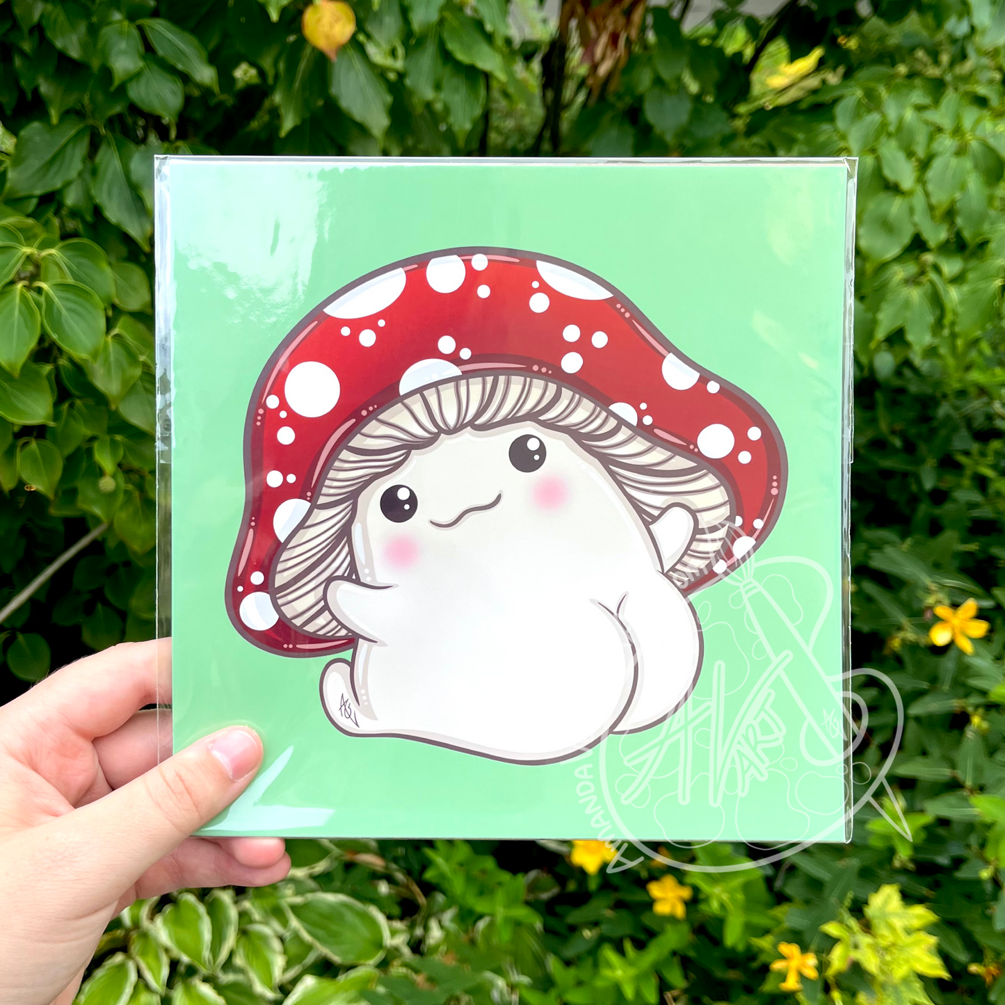 Mushroom Butt Art Print, 8”x8”