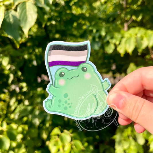 Asexual Pride Frog Butt Sticker, 3”x3”