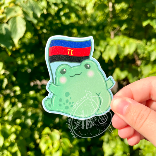 Polyamorous Pride Frog Butt Sticker, 3”x3”