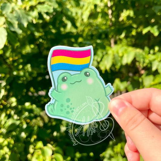 Pansexual Pride Frog Butt Sticker, 3”x3”