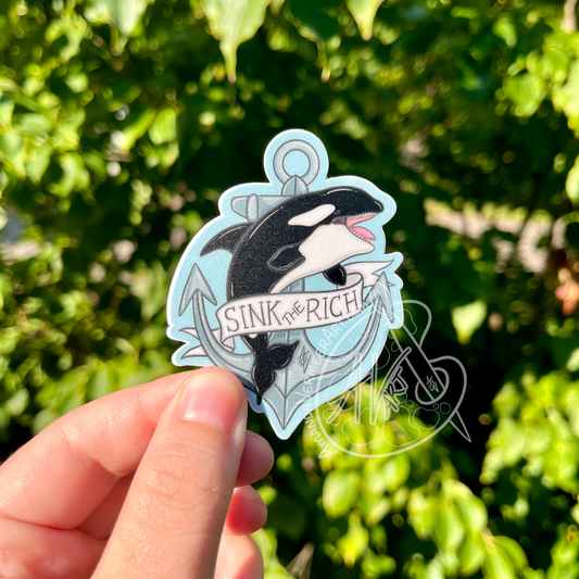 Sink The Rich Sticker, 3” x 2”