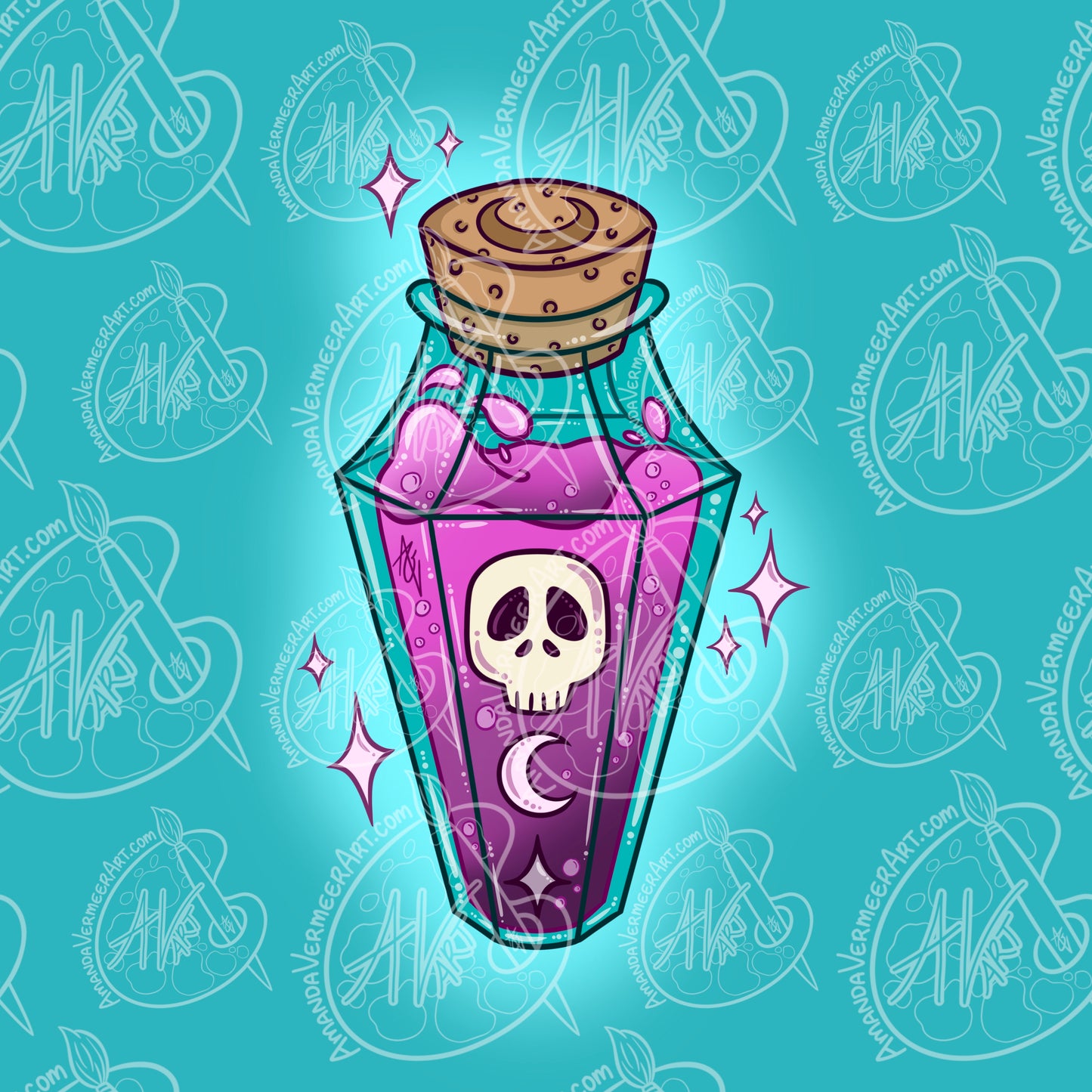 Poison Potion Art Print, 8”x8”