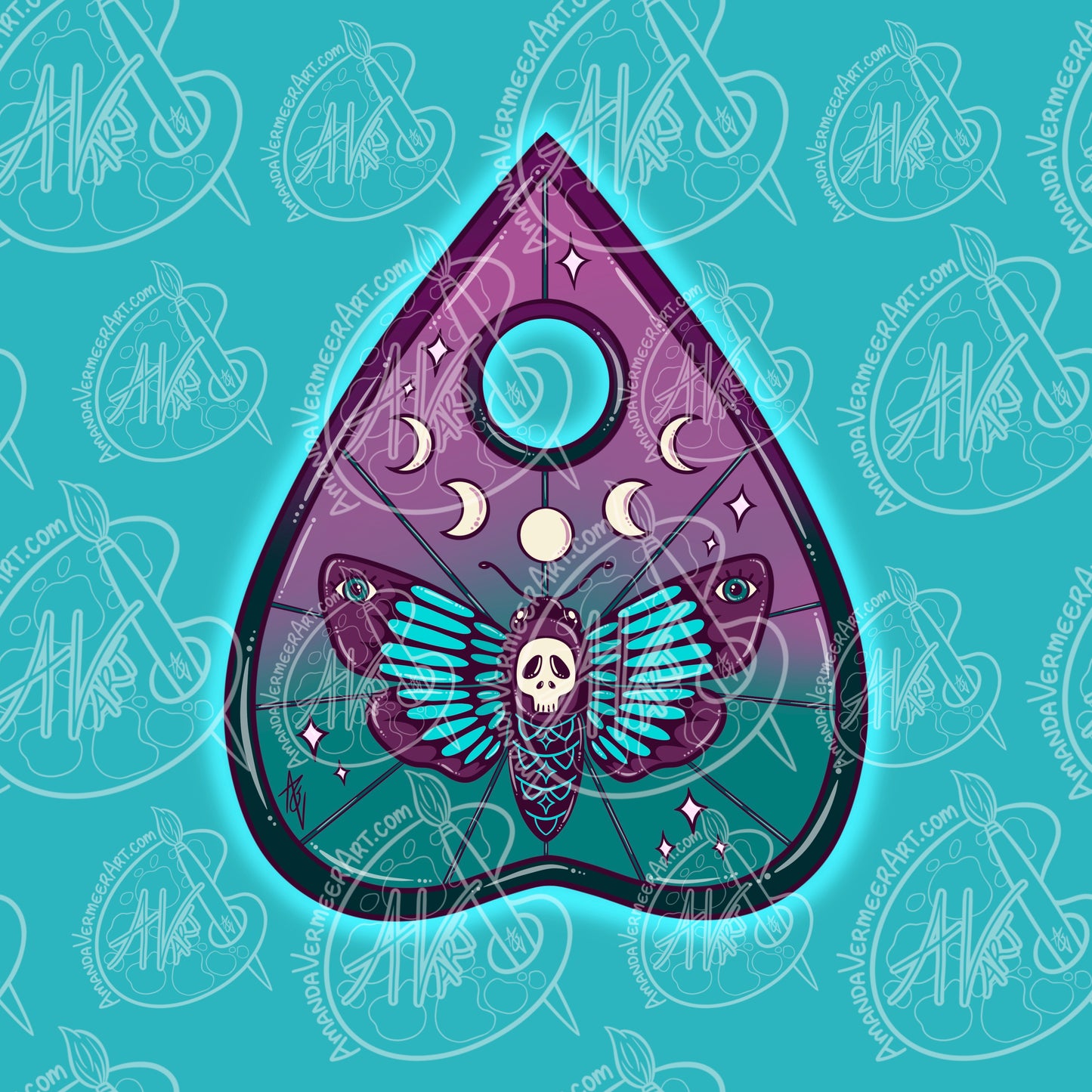 Death Moth Planchette Art Print, 8”x8”