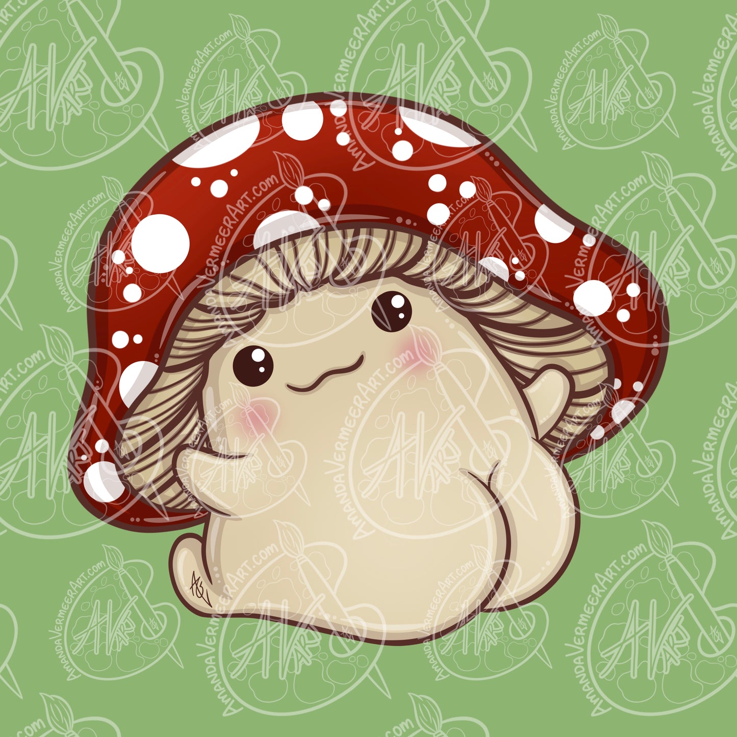 Mushroom Butt Art Print, 8”x8”