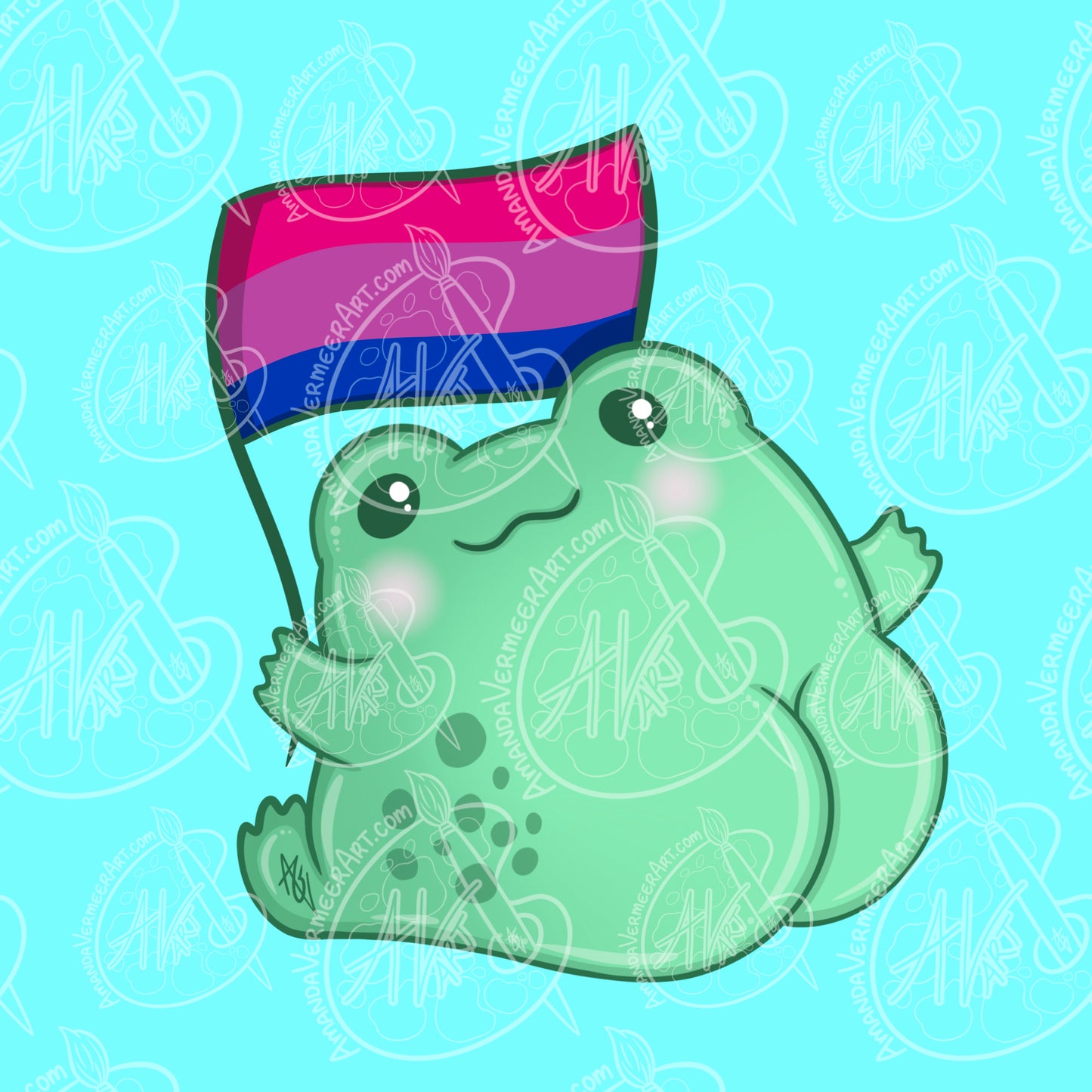 Bisexual Pride Frog Butt Art Print, 8”x8”