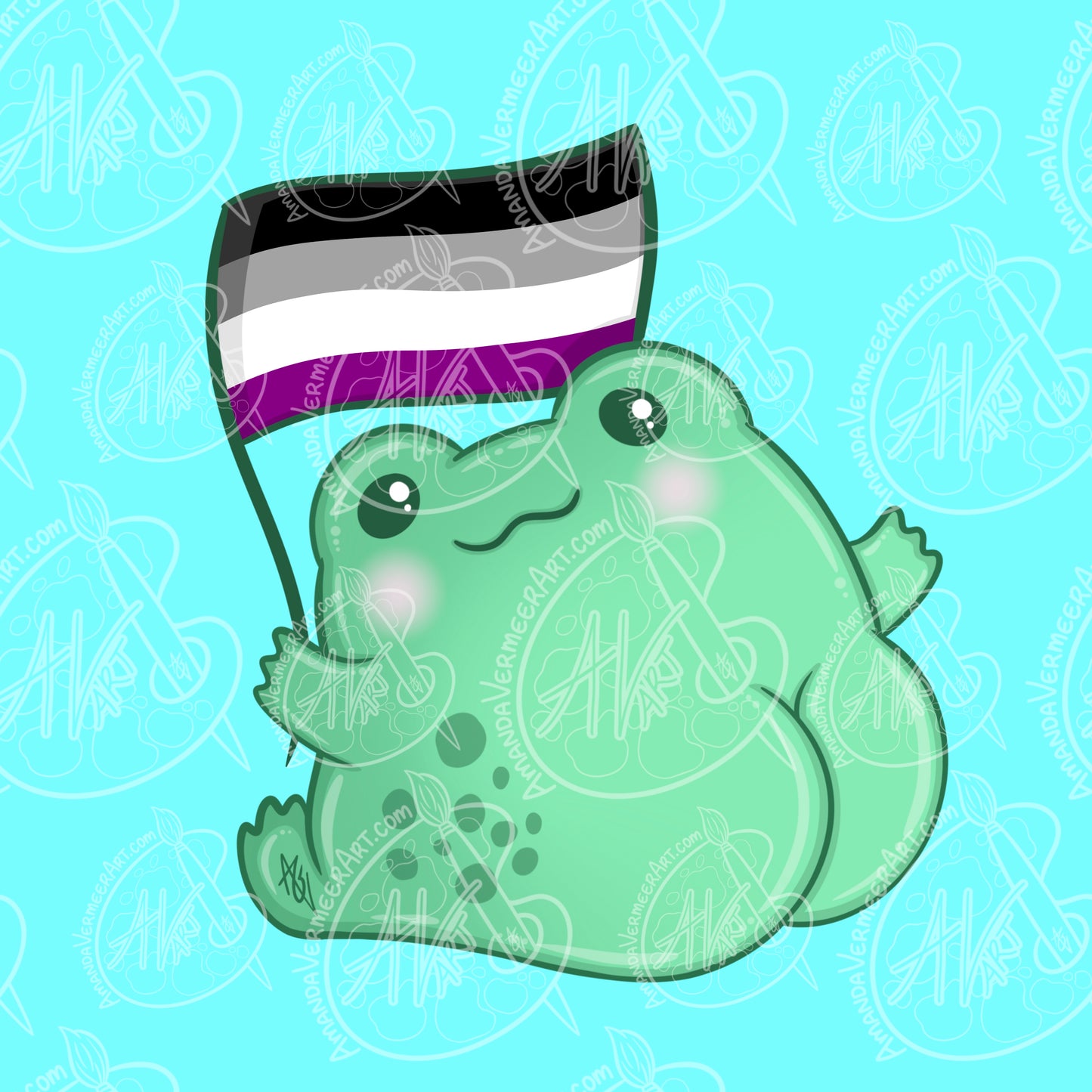 Asexual Pride Frog Butt Art Print, 8”x8”